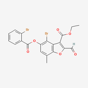 molecular formula C20H14Br2O6 B2653705 ETHYL 4-BROMO-5-(2-BROMOBENZOYLOXY)-2-FORMYL-7-METHYL-1-BENZOFURAN-3-CARBOXYLATE CAS No. 324538-79-6