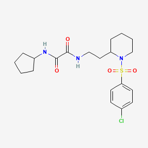 molecular formula C20H28ClN3O4S B2653728 N'-{2-[1-(4-chlorobenzenesulfonyl)piperidin-2-yl]ethyl}-N-cyclopentylethanediamide CAS No. 898425-88-2