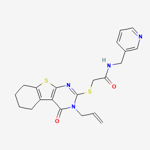 2-[(4-oxo-3-prop-2-enyl-5,6,7,8-tetrahydro-[1]benzothiolo[2,3-d]pyrimidin-2-yl)sulfanyl]-N-(pyridin-3-ylmethyl)acetamide