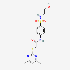 2-(4,6-dimethylpyrimidin-2-yl)sulfanyl-N-[4-(2-hydroxyethylsulfamoyl)phenyl]acetamide