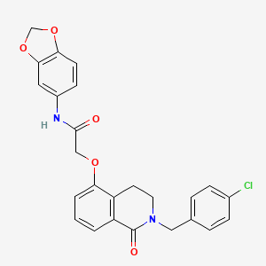 molecular formula C25H21ClN2O5 B2653771 N-(2H-1,3-benzodioxol-5-yl)-2-({2-[(4-chlorophenyl)methyl]-1-oxo-1,2,3,4-tetrahydroisoquinolin-5-yl}oxy)acetamide CAS No. 850906-75-1