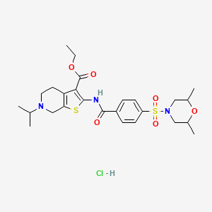 molecular formula C26H36ClN3O6S2 B2653779 Ethyl 2-(4-((2,6-dimethylmorpholino)sulfonyl)benzamido)-6-isopropyl-4,5,6,7-tetrahydrothieno[2,3-c]pyridine-3-carboxylate hydrochloride CAS No. 1216773-16-8