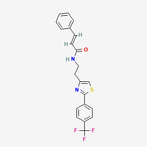 molecular formula C21H17F3N2OS B2653784 N-(2-(2-(4-(trifluoromethyl)phenyl)thiazol-4-yl)ethyl)cinnamamide CAS No. 896606-60-3