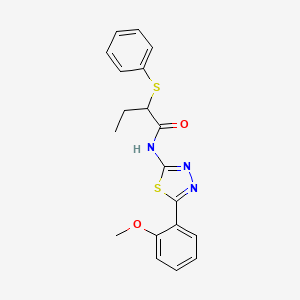 molecular formula C19H19N3O2S2 B2653789 N-[5-(2-methoxyphenyl)-1,3,4-thiadiazol-2-yl]-2-(phenylsulfanyl)butanamide CAS No. 394238-22-3