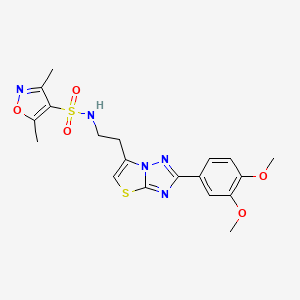 molecular formula C19H21N5O5S2 B2653843 N-{2-[2-(3,4-dimethoxyphenyl)-[1,2,4]triazolo[3,2-b][1,3]thiazol-6-yl]ethyl}-3,5-dimethyl-1,2-oxazole-4-sulfonamide CAS No. 895449-45-3