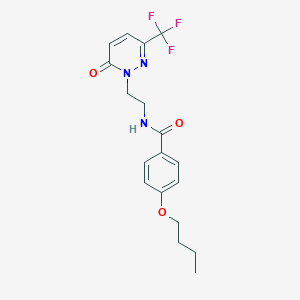 molecular formula C18H20F3N3O3 B2653855 4-butoxy-N-{2-[6-oxo-3-(trifluoromethyl)-1,6-dihydropyridazin-1-yl]ethyl}benzamide CAS No. 2415512-29-5