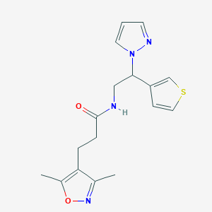 molecular formula C17H20N4O2S B2653887 N-(2-(1H-pyrazol-1-yl)-2-(thiophen-3-yl)ethyl)-3-(3,5-dimethylisoxazol-4-yl)propanamide CAS No. 2034340-15-1