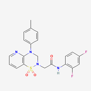 molecular formula C21H18F2N4O3S B2653907 N-(2,4-difluorophenyl)-2-(1,1-dioxido-4-(p-tolyl)-3,4-dihydro-2H-pyrido[2,3-e][1,2,4]thiadiazin-2-yl)acetamide CAS No. 1251561-38-2