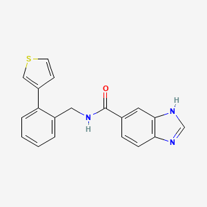 molecular formula C19H15N3OS B2654001 N-(2-(thiophen-3-yl)benzyl)-1H-benzo[d]imidazole-5-carboxamide CAS No. 1797184-44-1