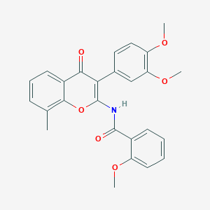 molecular formula C26H23NO6 B2654008 N-[3-(3,4-dimethoxyphenyl)-8-methyl-4-oxo-4H-chromen-2-yl]-2-methoxybenzamide CAS No. 879478-50-9