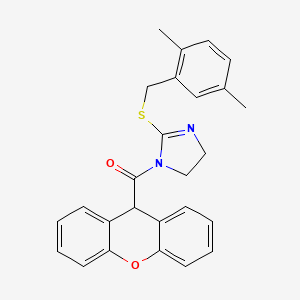 molecular formula C26H24N2O2S B2654065 2-{[(2,5-dimethylphenyl)methyl]sulfanyl}-1-(9H-xanthene-9-carbonyl)-4,5-dihydro-1H-imidazole CAS No. 919709-26-5
