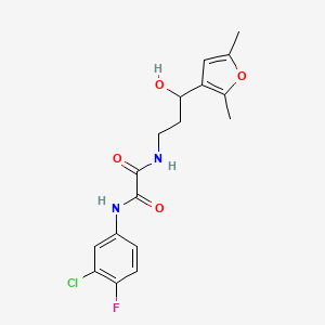 molecular formula C17H18ClFN2O4 B2654091 N1-(3-chloro-4-fluorophenyl)-N2-(3-(2,5-dimethylfuran-3-yl)-3-hydroxypropyl)oxalamide CAS No. 1421508-85-1