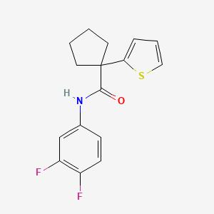 molecular formula C16H15F2NOS B2654100 N-(3,4-difluorophenyl)-1-(thiophen-2-yl)cyclopentanecarboxamide CAS No. 1049525-85-0