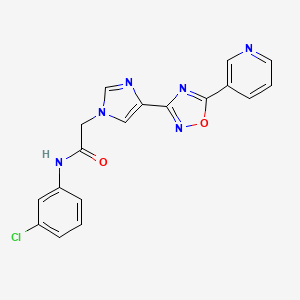 molecular formula C18H13ClN6O2 B2654106 N-(3-chlorophenyl)-2-{4-[5-(pyridin-3-yl)-1,2,4-oxadiazol-3-yl]-1H-imidazol-1-yl}acetamide CAS No. 1251547-05-3