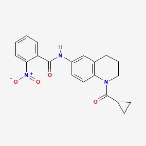 molecular formula C20H19N3O4 B2654133 N-(1-cyclopropanecarbonyl-1,2,3,4-tetrahydroquinolin-6-yl)-2-nitrobenzamide CAS No. 941986-34-1