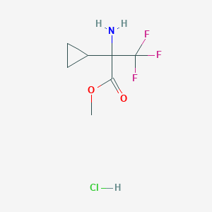 molecular formula C7H11ClF3NO2 B2654140 Methyl2-amino-2-cyclopropyl-3,3,3-trifluoropropanoatehydrochloride CAS No. 2248390-84-1