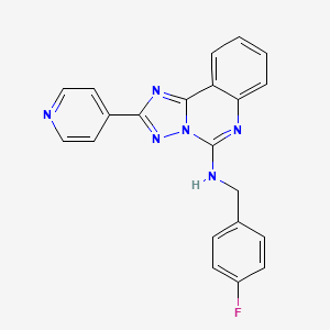 molecular formula C21H15FN6 B2654143 N-[(4-fluorophenyl)methyl]-2-(pyridin-4-yl)-[1,2,4]triazolo[1,5-c]quinazolin-5-amine CAS No. 902944-87-0