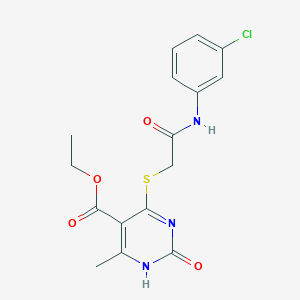 molecular formula C16H16ClN3O4S B2654187 ethyl 4-({[(3-chlorophenyl)carbamoyl]methyl}sulfanyl)-6-methyl-2-oxo-1,2-dihydropyrimidine-5-carboxylate CAS No. 946354-68-3