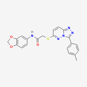 molecular formula C21H17N5O3S B2654202 N-(2H-1,3-benzodioxol-5-yl)-2-{[3-(4-methylphenyl)-[1,2,4]triazolo[4,3-b]pyridazin-6-yl]sulfanyl}acetamide CAS No. 852375-66-7