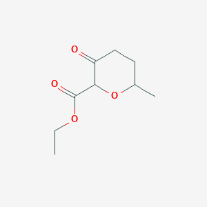 molecular formula C9H14O4 B2654218 ethyl6-methyl-3-oxotetrahydro-2H-pyran-2-carboxylate CAS No. 115399-62-7