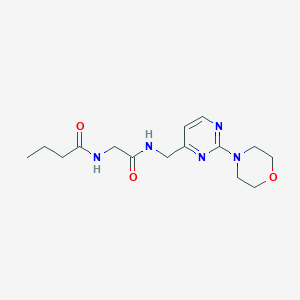 molecular formula C15H23N5O3 B2654219 N-(2-(((2-morpholinopyrimidin-4-yl)methyl)amino)-2-oxoethyl)butyramide CAS No. 1798035-07-0