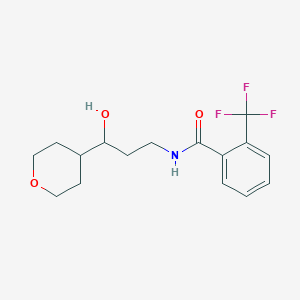 molecular formula C16H20F3NO3 B2654241 N-[3-hydroxy-3-(oxan-4-yl)propyl]-2-(trifluoromethyl)benzamide CAS No. 2034538-44-6