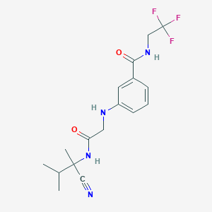 molecular formula C17H21F3N4O2 B2654243 3-[[2-[(2-cyano-3-methylbutan-2-yl)amino]-2-oxoethyl]amino]-N-(2,2,2-trifluoroethyl)benzamide CAS No. 1197787-25-9