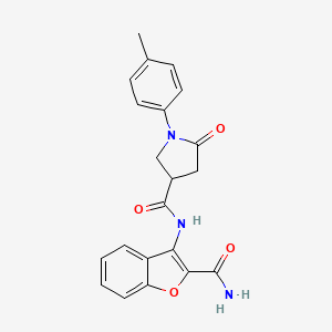 molecular formula C21H19N3O4 B2654270 N-(2-carbamoyl-1-benzofuran-3-yl)-1-(4-methylphenyl)-5-oxopyrrolidine-3-carboxamide CAS No. 886949-79-7