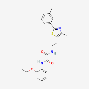 molecular formula C23H25N3O3S B2654285 N'-(2-ethoxyphenyl)-N-{2-[4-methyl-2-(3-methylphenyl)-1,3-thiazol-5-yl]ethyl}ethanediamide CAS No. 894019-27-3