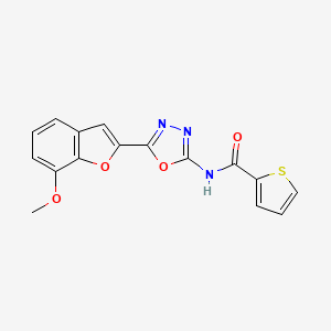 molecular formula C16H11N3O4S B2654295 N-[5-(7-methoxy-1-benzofuran-2-yl)-1,3,4-oxadiazol-2-yl]thiophene-2-carboxamide CAS No. 922017-27-4
