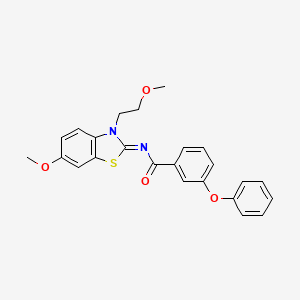 molecular formula C24H22N2O4S B2654306 N-[(2Z)-6-methoxy-3-(2-methoxyethyl)-2,3-dihydro-1,3-benzothiazol-2-ylidene]-3-phenoxybenzamide CAS No. 865161-63-3