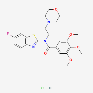 molecular formula C23H27ClFN3O5S B2654310 N-(6-FLUORO-1,3-BENZOTHIAZOL-2-YL)-3,4,5-TRIMETHOXY-N-[2-(MORPHOLIN-4-YL)ETHYL]BENZAMIDE HYDROCHLORIDE CAS No. 1216903-57-9