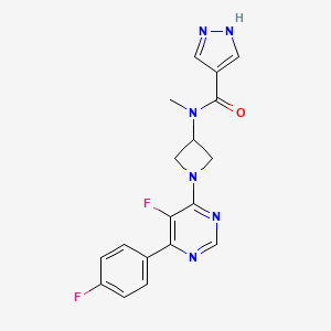 N-[1-[5-Fluoro-6-(4-fluorophenyl)pyrimidin-4-yl]azetidin-3-yl]-N-methyl-1H-pyrazole-4-carboxamide