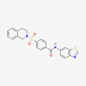 molecular formula C23H19N3O3S2 B2654412 N-(1,3-benzothiazol-6-yl)-4-(1,2,3,4-tetrahydroisoquinoline-2-sulfonyl)benzamide CAS No. 941924-55-6