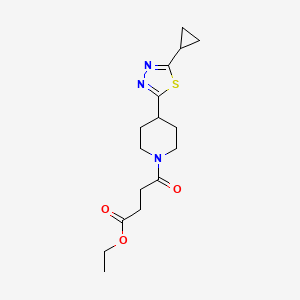 molecular formula C16H23N3O3S B2654417 Ethyl 4-(4-(5-cyclopropyl-1,3,4-thiadiazol-2-yl)piperidin-1-yl)-4-oxobutanoate CAS No. 1203004-50-5