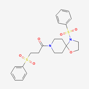 molecular formula C22H26N2O6S2 B2654481 3-(benzenesulfonyl)-1-[4-(benzenesulfonyl)-1-oxa-4,8-diazaspiro[4.5]decan-8-yl]propan-1-one CAS No. 1211617-94-5
