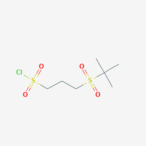 molecular formula C7H15ClO4S2 B2654505 3-(2-Methylpropane-2-sulfonyl)propane-1-sulfonyl chloride CAS No. 1823320-70-2