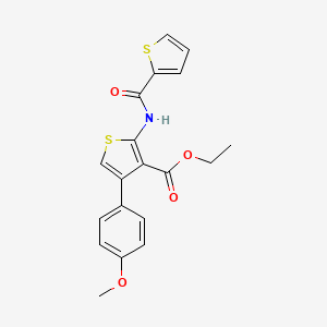 molecular formula C19H17NO4S2 B2654523 ethyl 4-(4-methoxyphenyl)-2-(thiophene-2-amido)thiophene-3-carboxylate CAS No. 332912-15-9