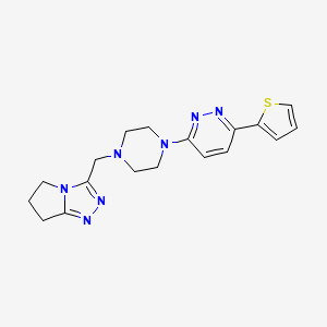 molecular formula C18H21N7S B2654534 3-[4-({5H,6H,7H-pyrrolo[2,1-c][1,2,4]triazol-3-yl}methyl)piperazin-1-yl]-6-(thiophen-2-yl)pyridazine CAS No. 2415452-28-5