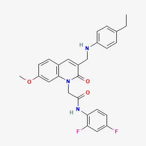 molecular formula C27H25F2N3O3 B2654578 N-(2,4-difluorophenyl)-2-(3-{[(4-ethylphenyl)amino]methyl}-7-methoxy-2-oxo-1,2-dihydroquinolin-1-yl)acetamide CAS No. 893785-09-6