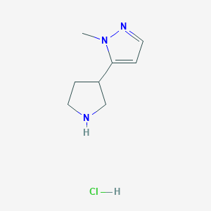 molecular formula C8H14ClN3 B2654629 1-Methyl-5-(pyrrolidin-3-yl)-1H-pyrazole hydrochloride CAS No. 2445793-65-5
