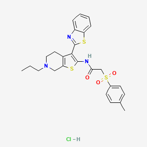 N-(3-(benzo[d]thiazol-2-yl)-6-propyl-4,5,6,7-tetrahydrothieno[2,3-c]pyridin-2-yl)-2-tosylacetamide hydrochloride