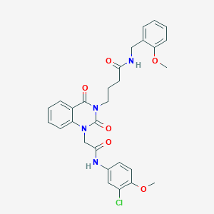 4-(1-(2-((3-chloro-4-methoxyphenyl)amino)-2-oxoethyl)-2,4-dioxo-1,2-dihydroquinazolin-3(4H)-yl)-N-(2-methoxybenzyl)butanamide
