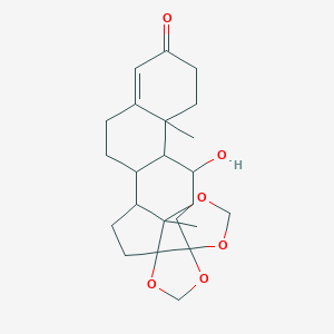 molecular formula C₂₃H₃₂O₆ B026547 11-Hydroxy-10,13-dimethyl-1,6,7,8,9,10,11,12,13,14,15,16-dodecahydrodispiro[cyclopenta[a]phenanthrene-17,4'-[1,3]dioxolane-5',4''-[1,3]dioxolan]-3(2h)-one CAS No. 807-05-6