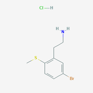 molecular formula C9H13BrClNS B2654707 2-[5-Bromo-2-(methylsulfanyl)phenyl]ethan-1-amine hydrochloride CAS No. 2126178-26-3
