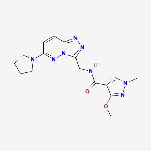 molecular formula C16H20N8O2 B2654728 3-methoxy-1-methyl-N-((6-(pyrrolidin-1-yl)-[1,2,4]triazolo[4,3-b]pyridazin-3-yl)methyl)-1H-pyrazole-4-carboxamide CAS No. 2034549-06-7