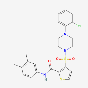 molecular formula C23H24ClN3O3S2 B2654729 3-{[4-(2-chlorophenyl)piperazin-1-yl]sulfonyl}-N-(3,4-dimethylphenyl)thiophene-2-carboxamide CAS No. 1226431-67-9