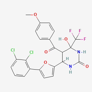 6-[5-(2,3-Dichlorophenyl)furan-2-yl]-4-hydroxy-5-(4-methoxybenzoyl)-4-(trifluoromethyl)-1,3-diazinan-2-one