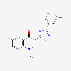 molecular formula C21H19N3O2 B2654750 1-ethyl-6-methyl-3-(3-(m-tolyl)-1,2,4-oxadiazol-5-yl)quinolin-4(1H)-one CAS No. 1326824-53-6