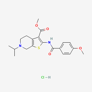 molecular formula C20H25ClN2O4S B2654778 methyl 2-(4-methoxybenzamido)-6-(propan-2-yl)-4H,5H,6H,7H-thieno[2,3-c]pyridine-3-carboxylate hydrochloride CAS No. 1207336-52-4